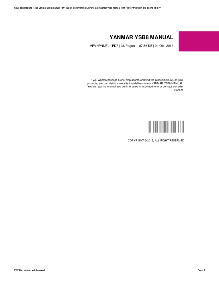 yanmar ysb8 manual